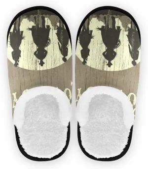 Oyihfvs Unisex Slippers Fuzzy Feet Plush Cotton Slippers Anti-Slip Warm House Shoes M/L