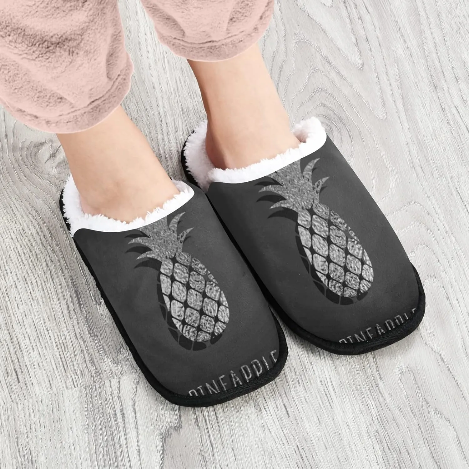 Oyihfvs Unisex Slippers Fuzzy Feet Plush Cotton Slippers Anti-Slip Warm House Shoes M/L