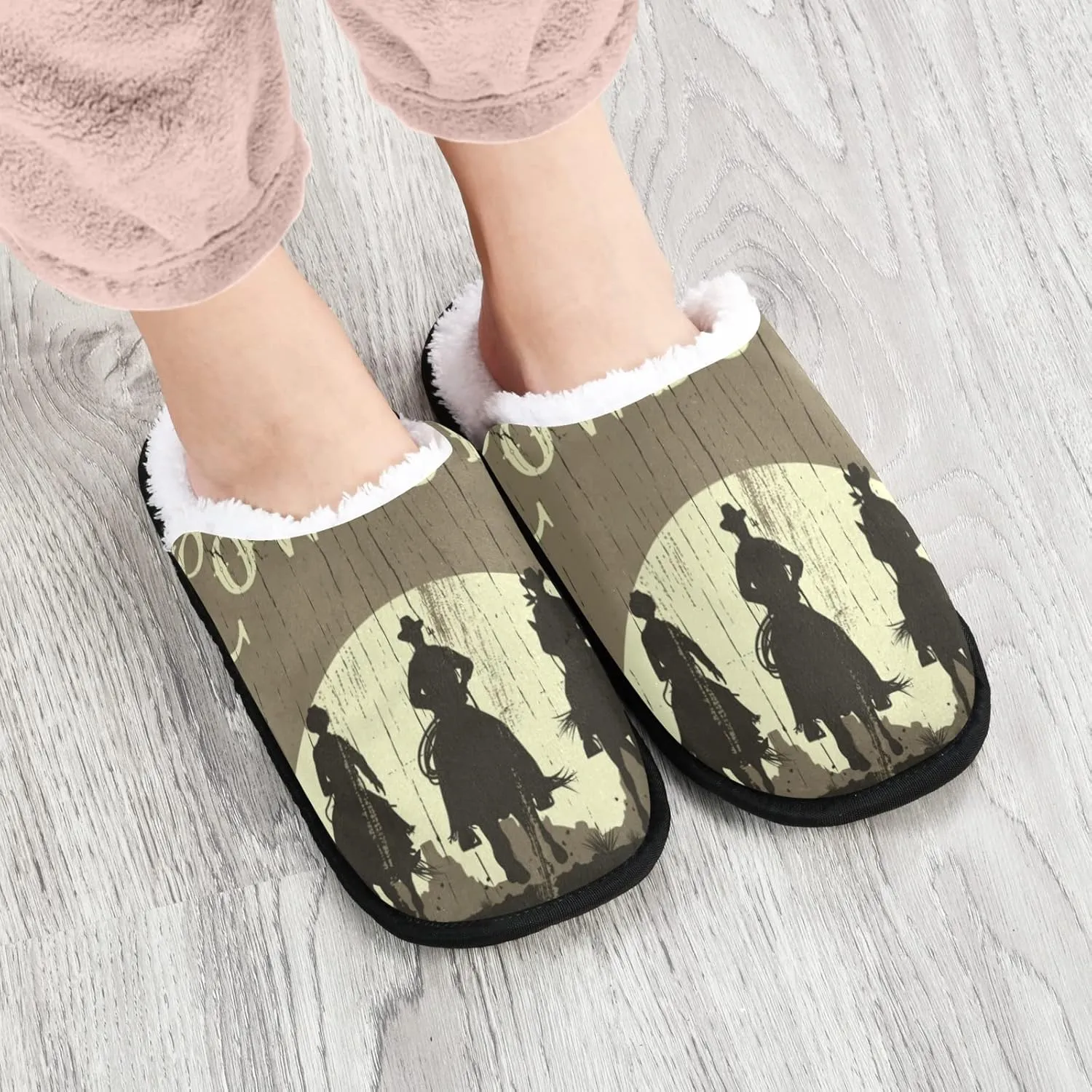 Oyihfvs Unisex Slippers Fuzzy Feet Plush Cotton Slippers Anti-Slip Warm House Shoes M/L