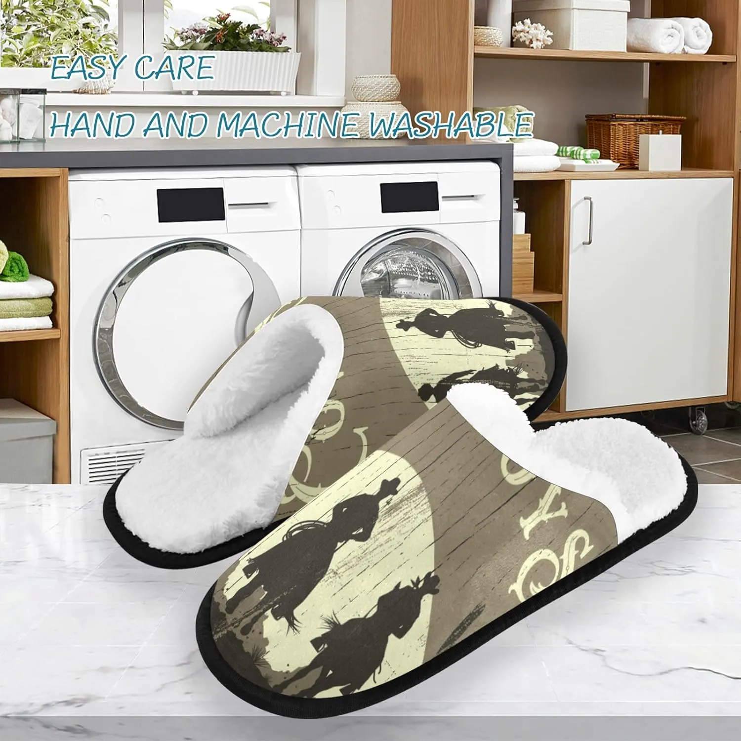 Oyihfvs Unisex Slippers Fuzzy Feet Plush Cotton Slippers Anti-Slip Warm House Shoes M/L