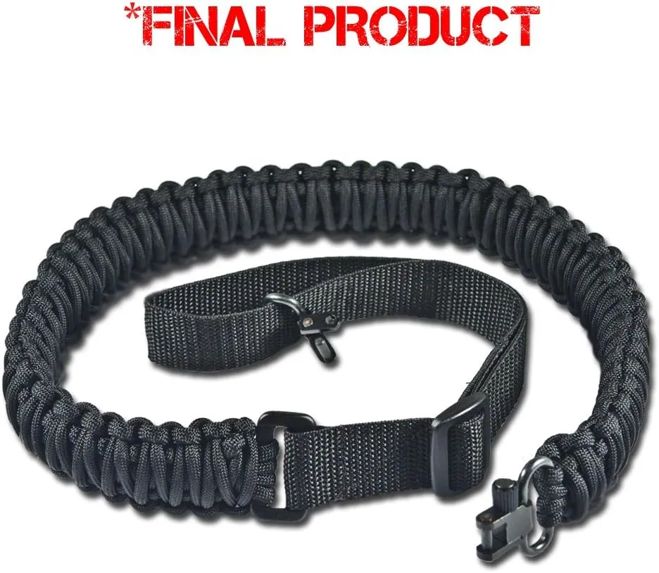 Paracord Planet DIY Adjustable Strap Multi-Purpose Sling | 550 LB Paracord and 1 Inch Webbing | Neon Orange with Black Webbing