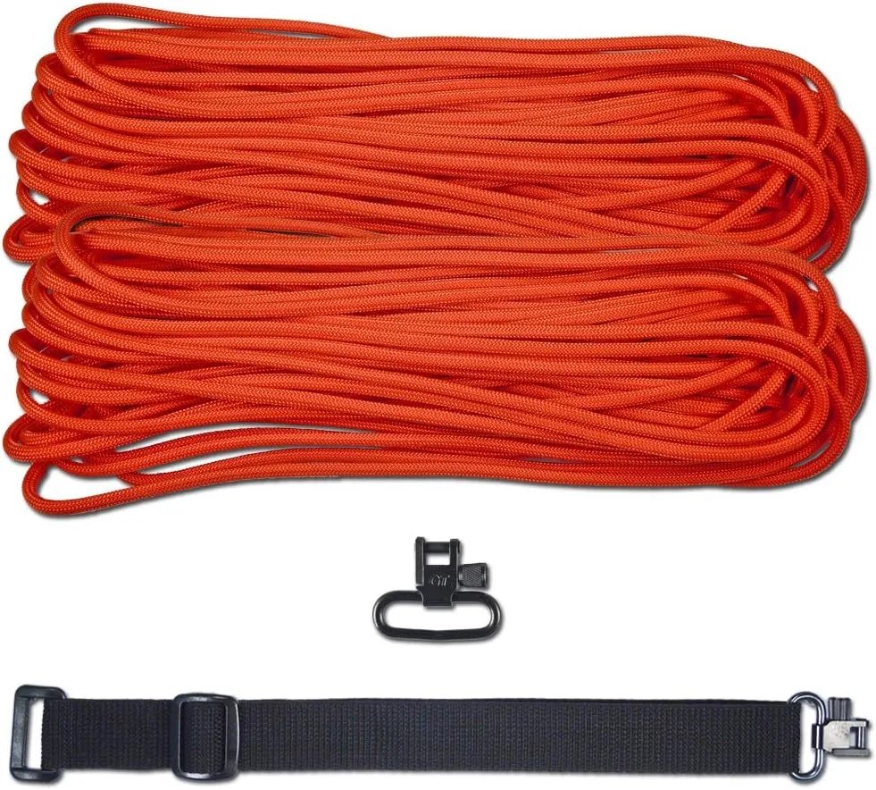 Paracord Planet DIY Adjustable Strap Multi-Purpose Sling | 550 LB Paracord and 1 Inch Webbing | Neon Orange with Black Webbing