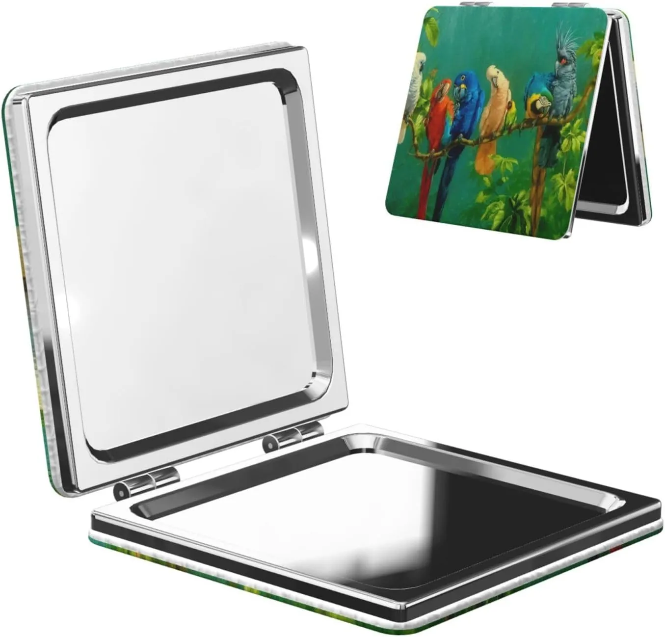 Parrots Birds Women Small Pocket Makeup Mirror Compact Portable Folding Handheld Makeup Mirror