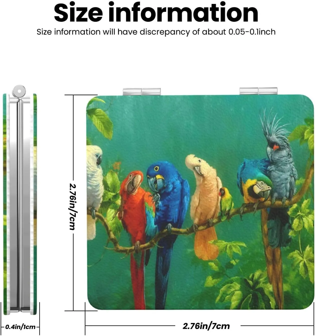 Parrots Birds Women Small Pocket Makeup Mirror Compact Portable Folding Handheld Makeup Mirror
