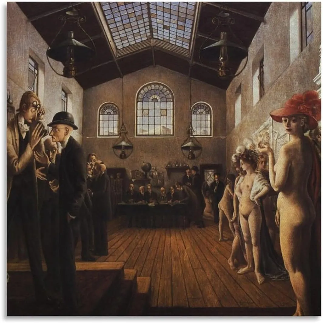 Paul Delvaux Posters Print The Congress Canvas Art Poster And Wall Art Picture Print Modern Family Bedroom Decor Posters 12x12inch(30x30cm)