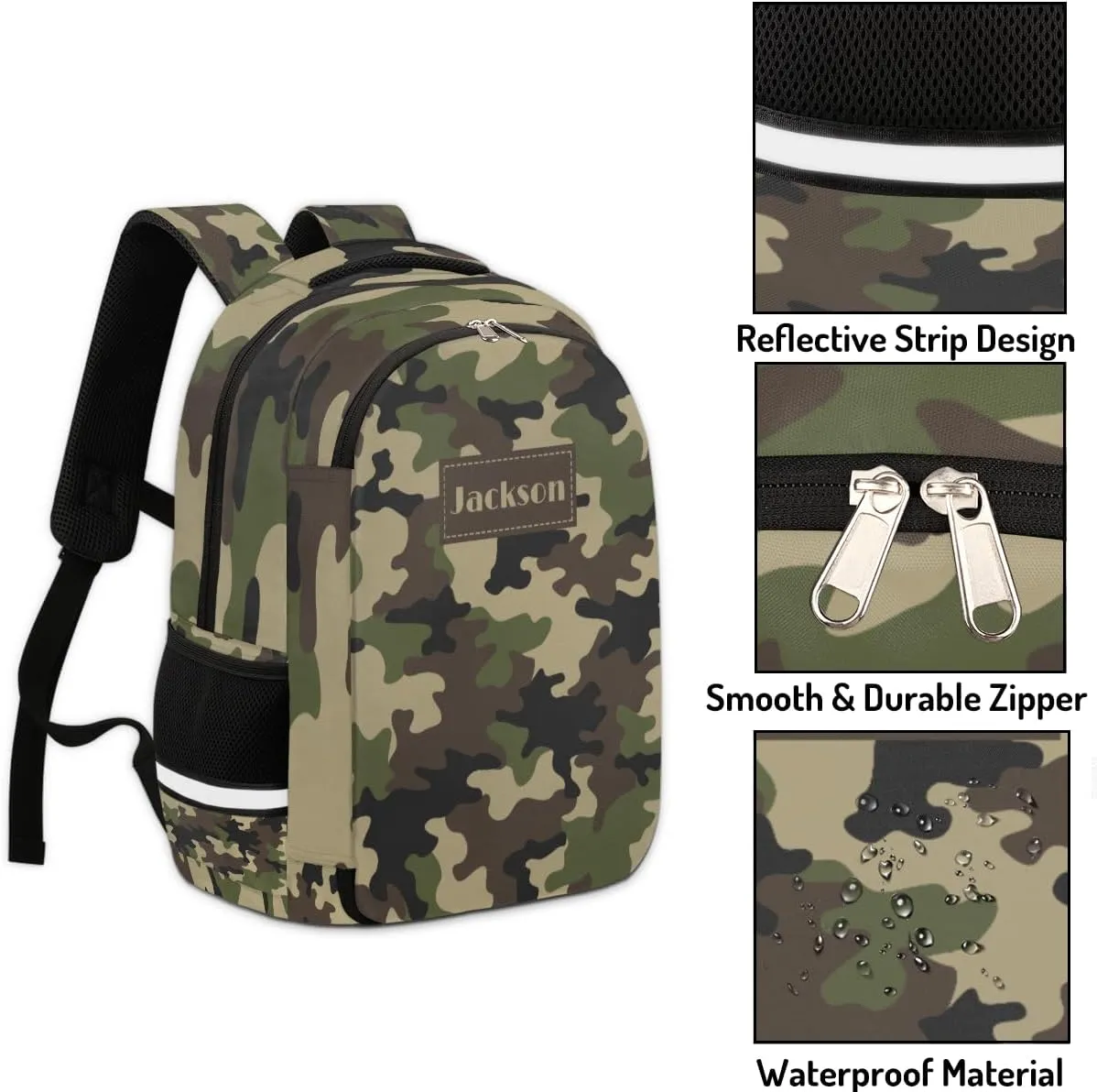 Personalized Kids Backpack Custom Backpack Schoolbag Children Bookbag for Boys & Girls Camouflage