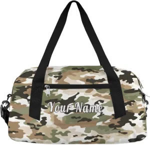Personalized Kids Duffel Bag Military Camo Camouflage,Custom Sport Gym Bag for Boys Girls,WWeekender Overnight Bags Travel Duffel Bag,Customized Kids Gift