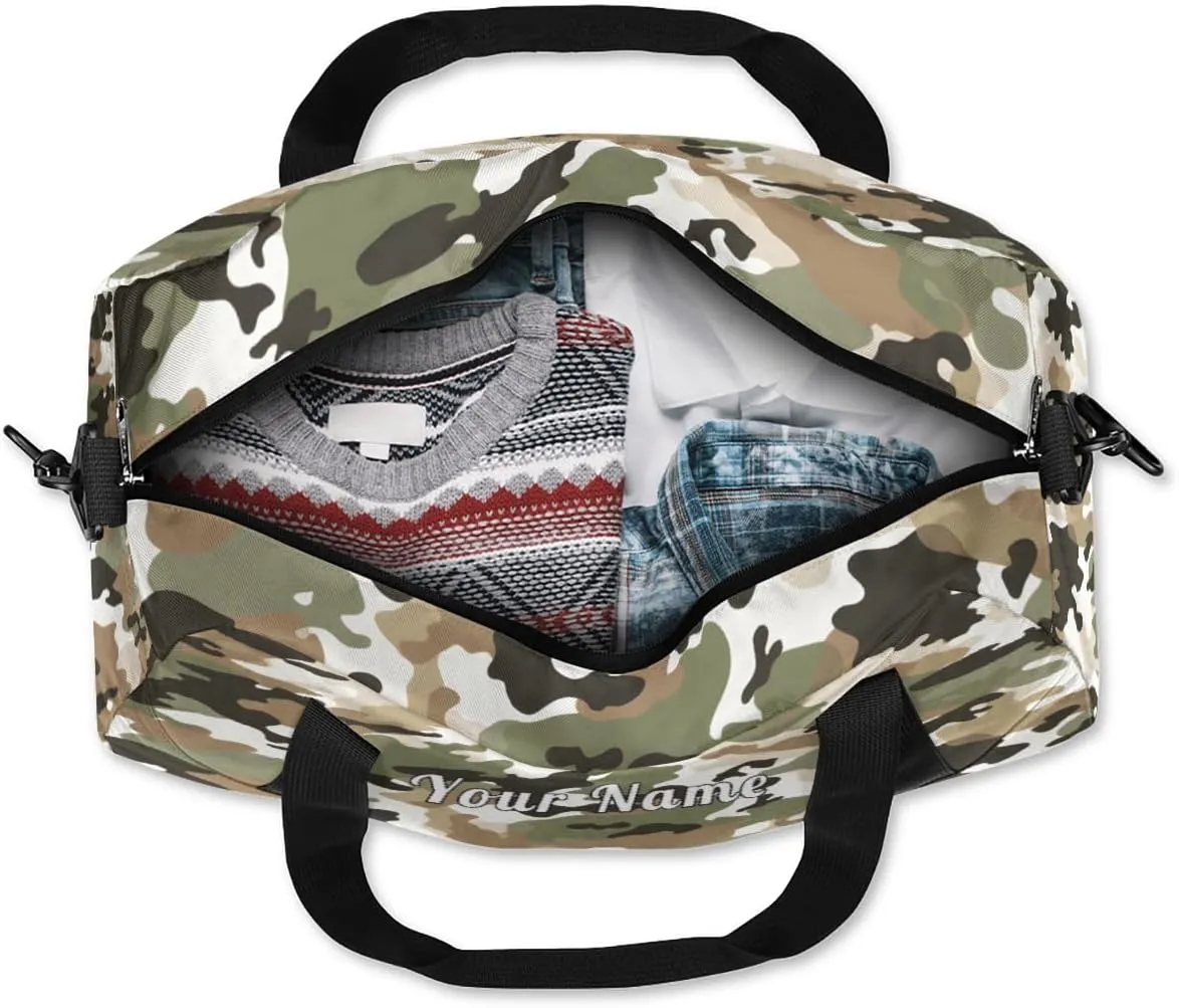 Personalized Kids Duffel Bag Military Camo Camouflage,Custom Sport Gym Bag for Boys Girls,WWeekender Overnight Bags Travel Duffel Bag,Customized Kids Gift
