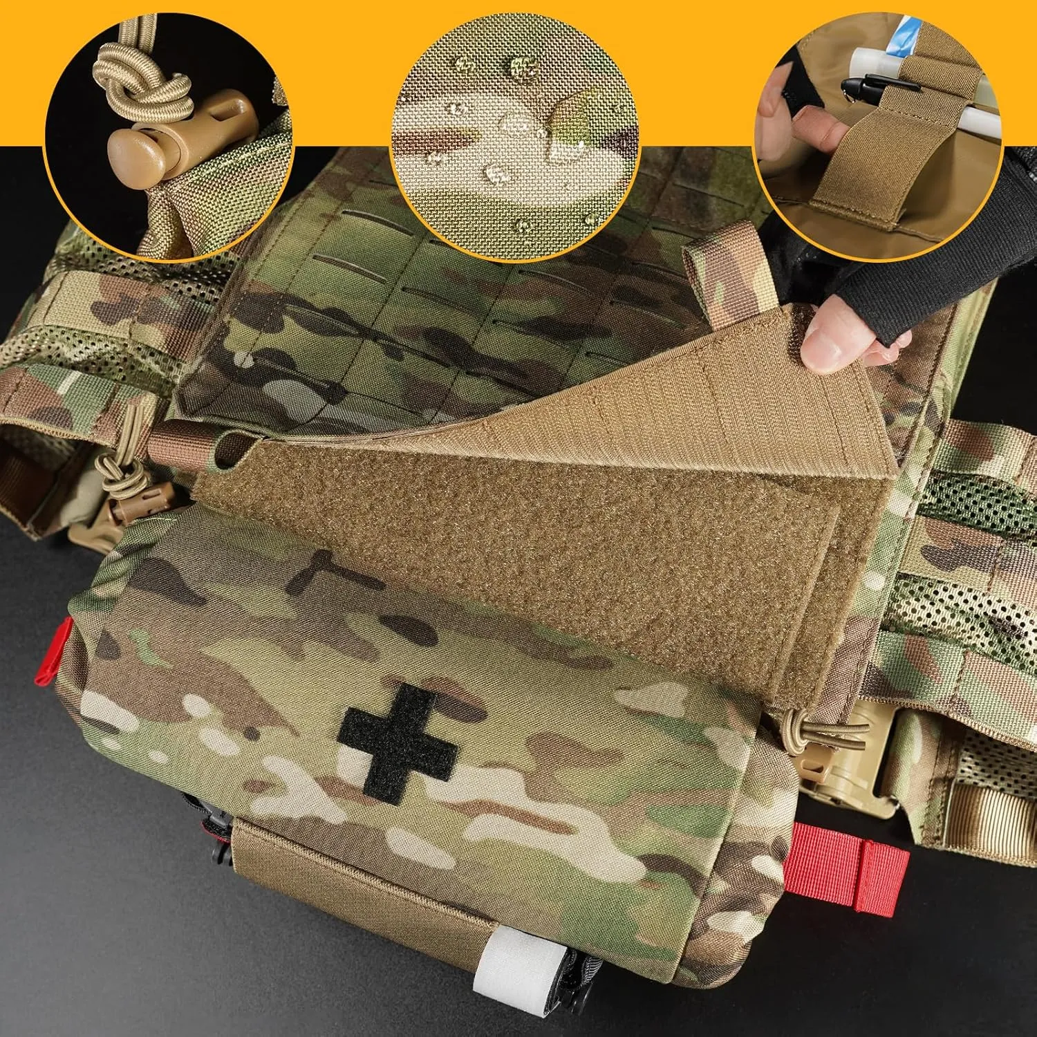 PETAC GEAR Tactical First Aid Drop Dump Pouch, Micro Medical Trauma Roll Up Drop Pouch EMT IFAK Sub Abdominal Carrying Bag with Hook-N-Loop (MC)
