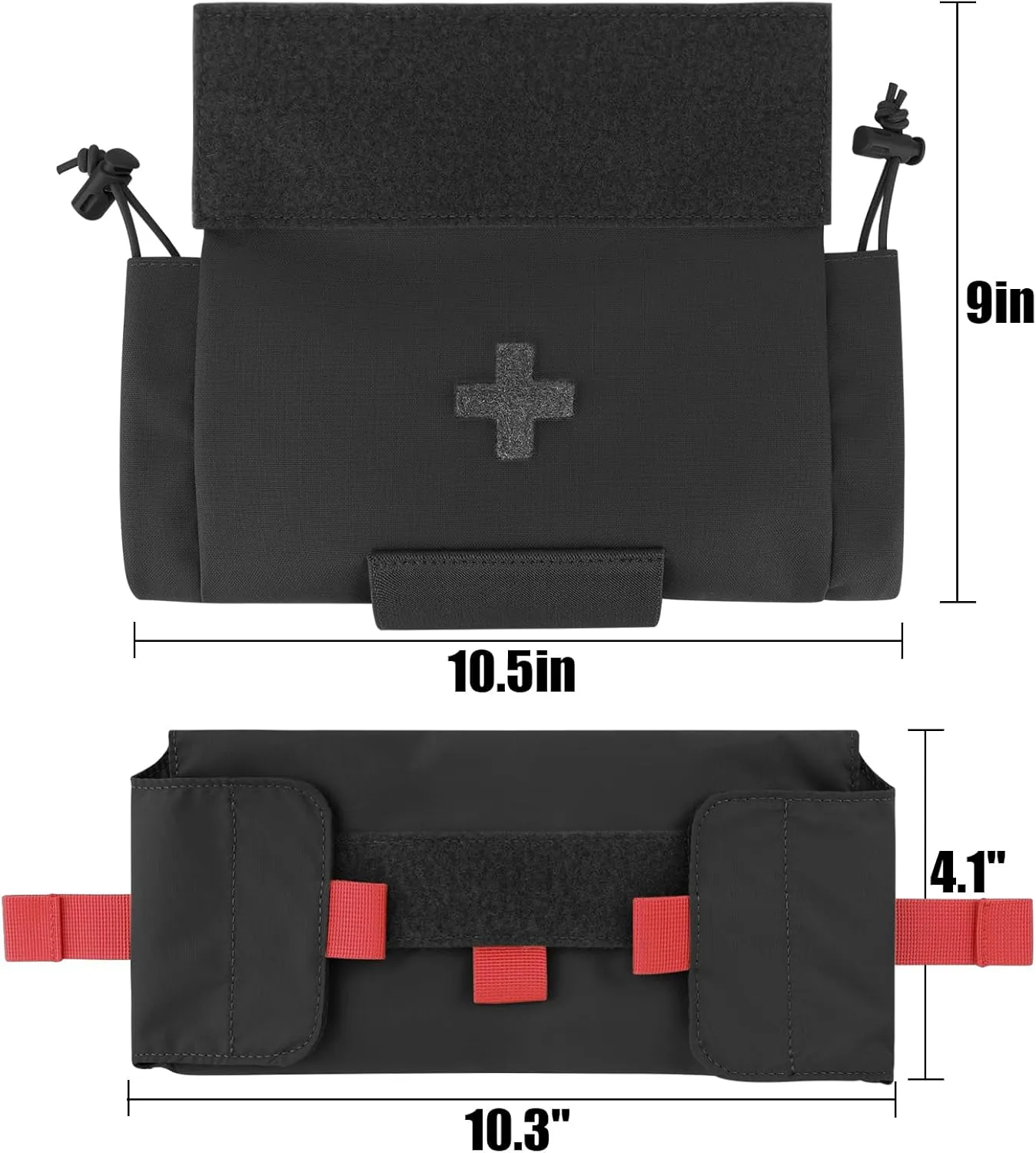 PETAC GEAR Tactical First Aid Drop Dump Pouch, Micro Medical Trauma Roll Up Drop Pouch EMT IFAK Sub Abdominal Carrying Bag with Hook-N-Loop(BK)