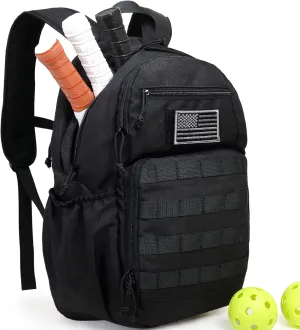 Pickleball Bag, Tactical Pickleball Backpack for Women and Men, Fits 5 Pickle ball Paddles & Pickleballs Accessories, Bags Only, 25L Molle Pickle Ball Equipment Bag with Fence Hook