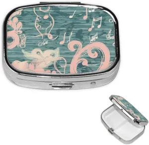Pill Case with Mirror Retro 2 Compartment Pill Box Dream Note Small Pill Organizer for Purse or Pocket Decorative Metal Medicine Vitamin Organizer Unique Gifts