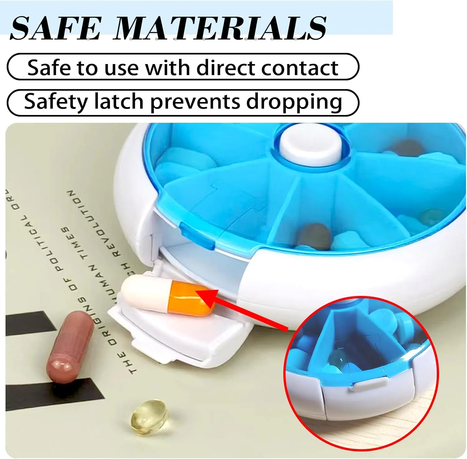 Pill Organizer Travel Pill Case for Purse Portable Pill Box Round Weekiy Pill Container for Vitamin Fish Oil Pills Supplements (4PCS Bag 4PCS)