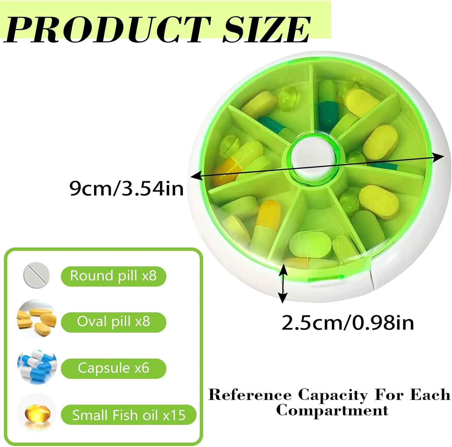 Pill Organizer Travel Pill Case for Purse Portable Pill Box Round Weekiy Pill Container for Vitamin Fish Oil Pills Supplements (4PCS Bag 4PCS)