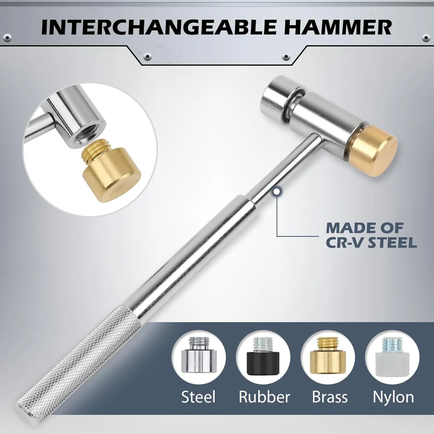 Pin Punch Hammer Set: 25-Piece Punch Set and Hammer with Bench Block, Steel Roll Pin Punch Set, Pin Punches with Replaceable Face Hammer, Mechanical Repair Tool for Maintenance