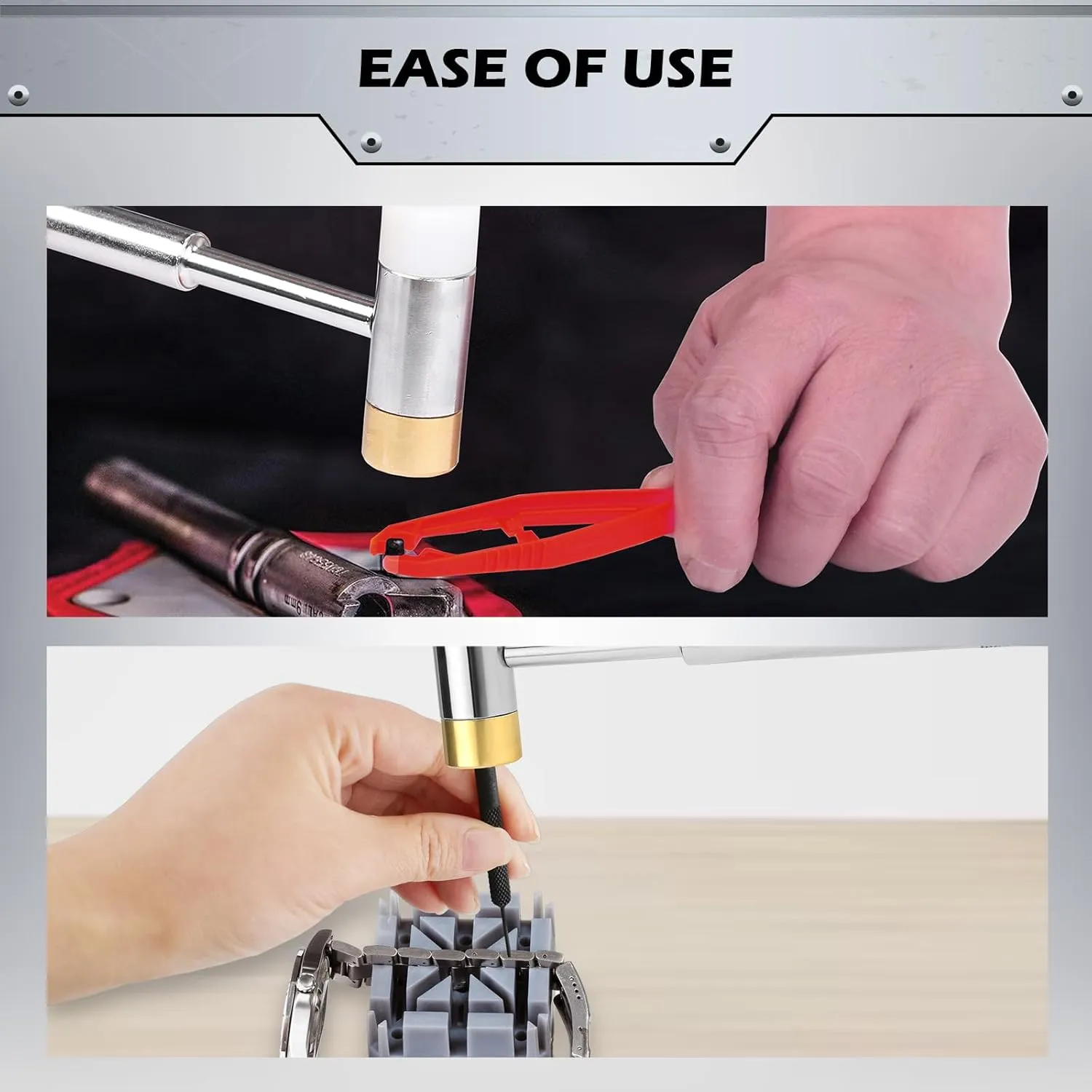 Pin Punch Hammer Set: 25-Piece Punch Set and Hammer with Bench Block, Steel Roll Pin Punch Set, Pin Punches with Replaceable Face Hammer, Mechanical Repair Tool for Maintenance