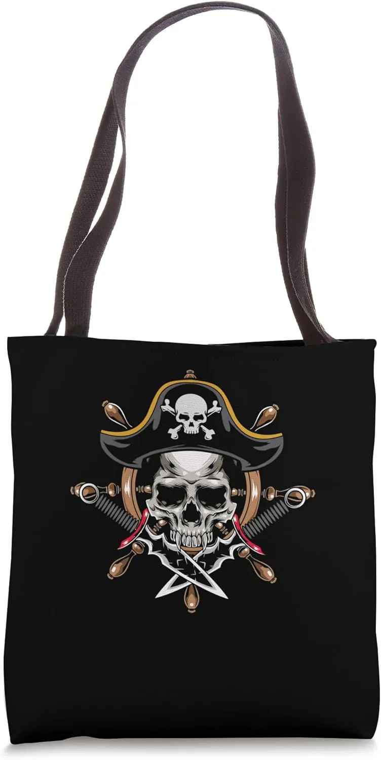 Pirate Head Skull with Pirate Hat Crossed Swords Tote Bag