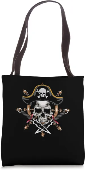 Pirate Head Skull with Pirate Hat Crossed Swords Tote Bag