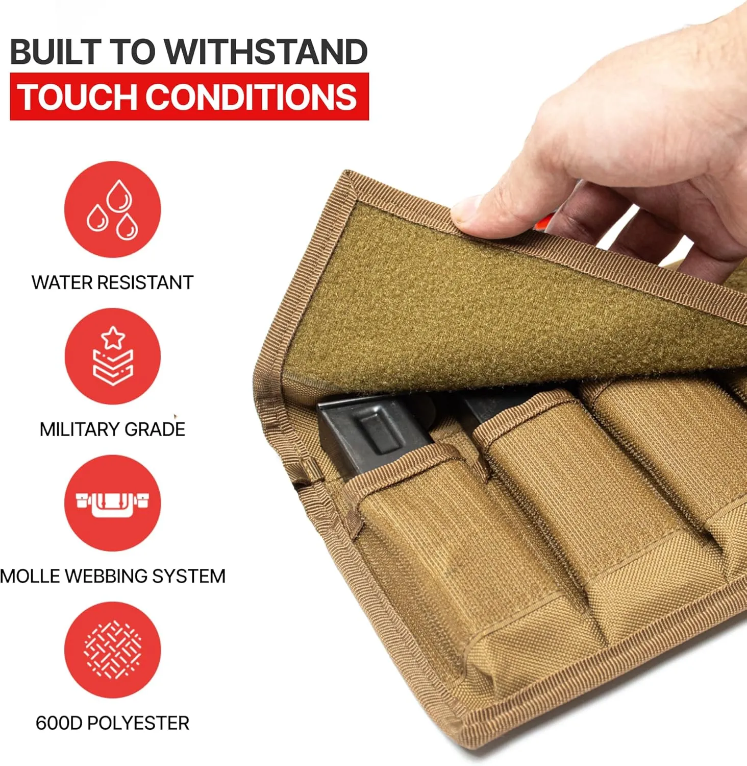 Pistol Magazine Storage Pouch Ammo Mag Holder Fits Most Single and Double Stack 9mm .40 .45 Mags