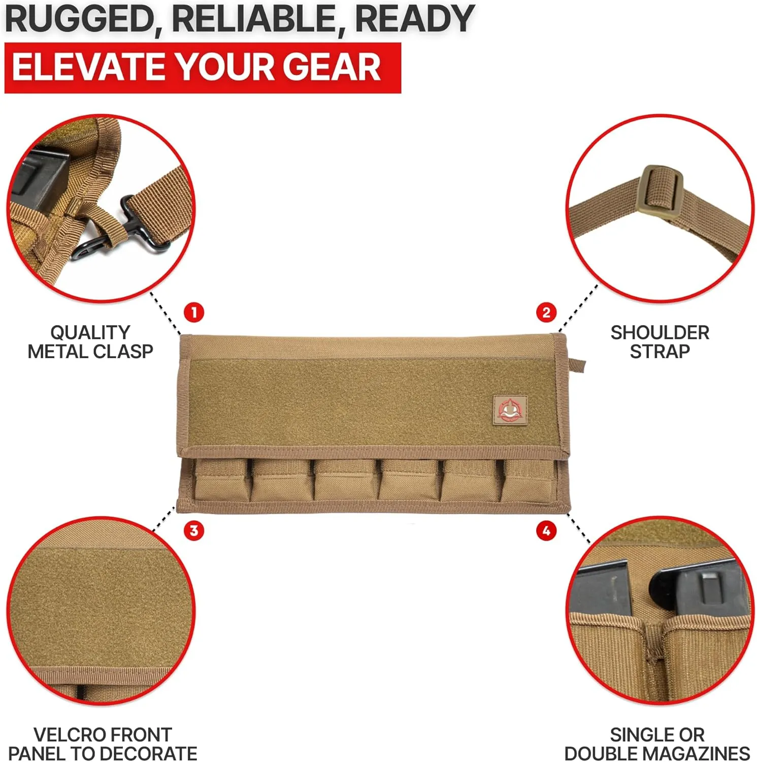 Pistol Magazine Storage Pouch Ammo Mag Holder Fits Most Single and Double Stack 9mm .40 .45 Mags