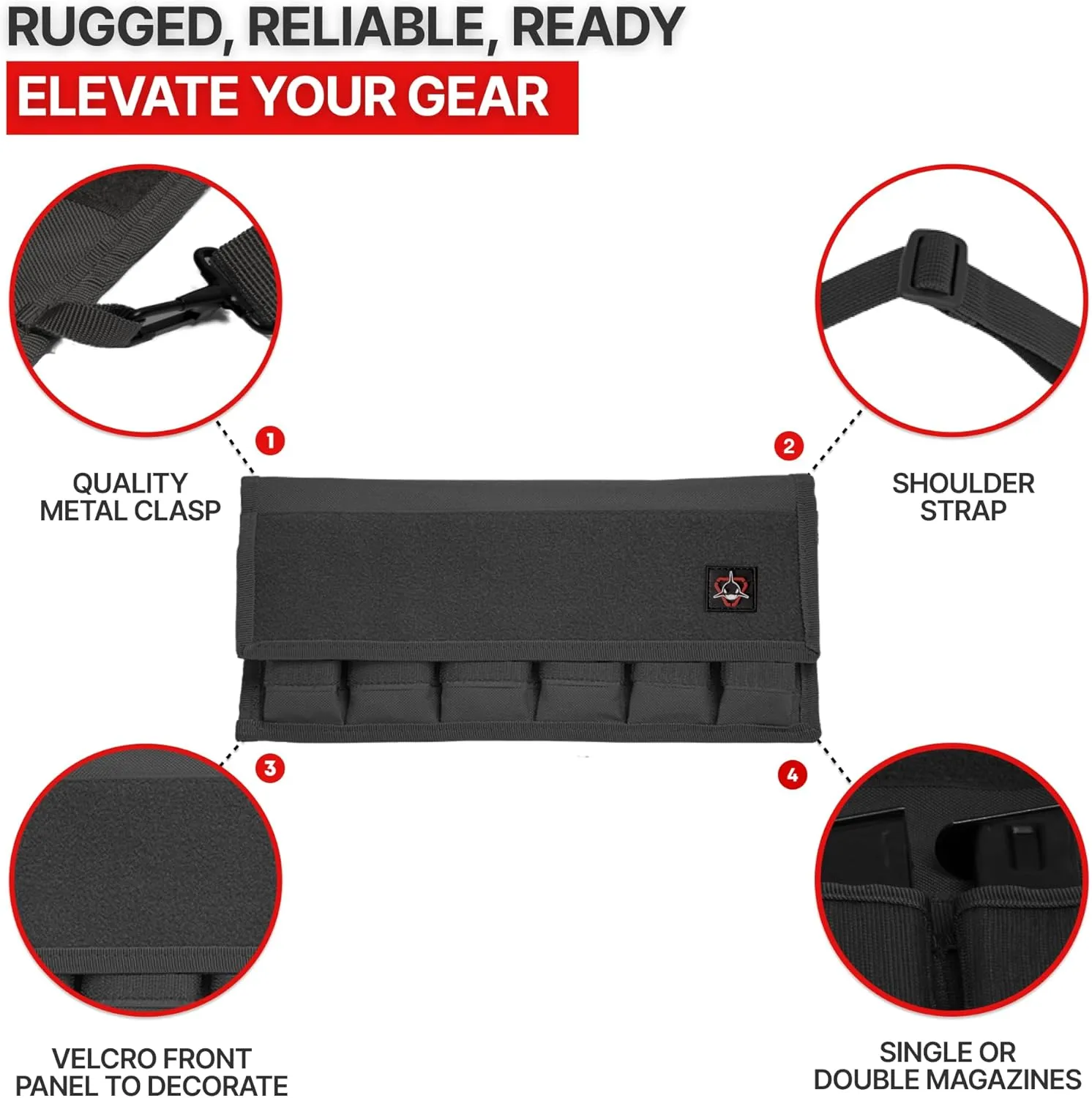 Pistol Magazine Storage Pouch Ammo Mag Holder Fits Most Single and Double Stack 9mm .40 .45 Mags
