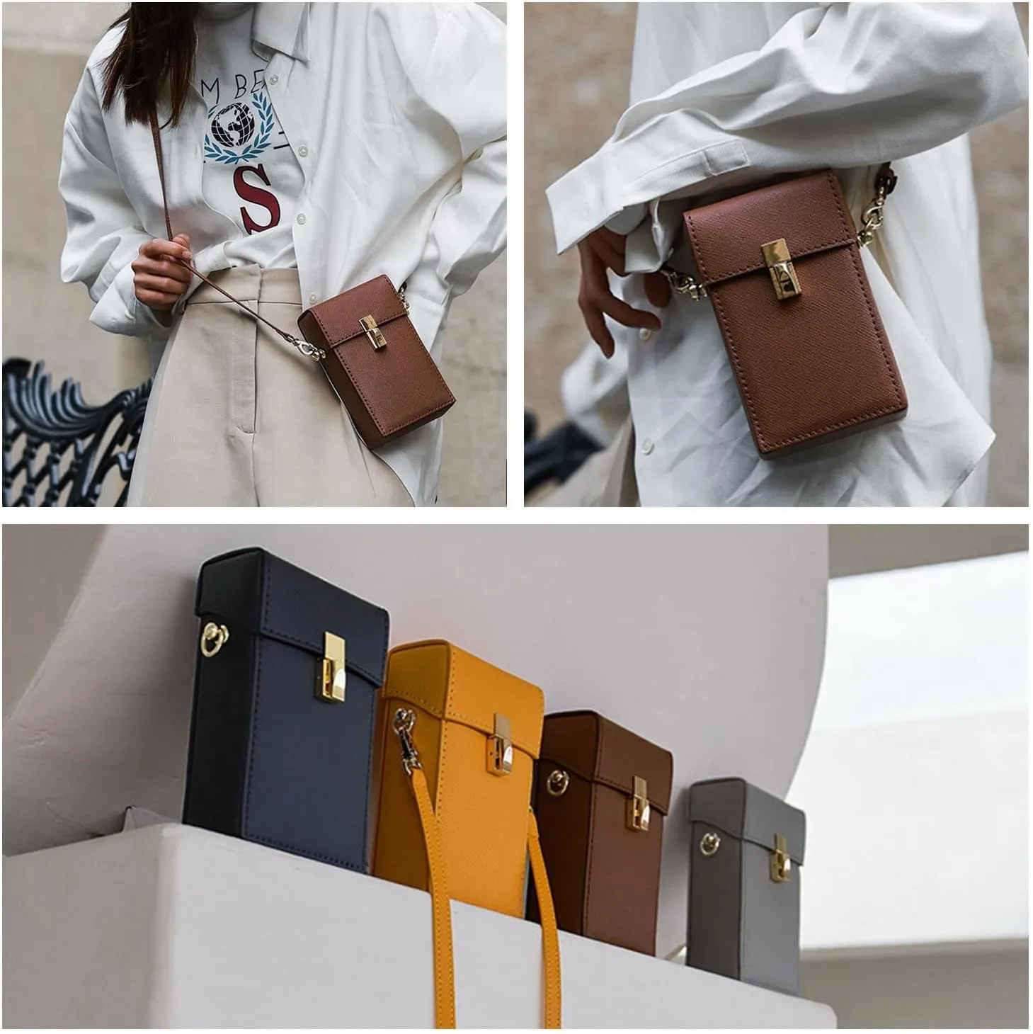 POPSEWING Leather Phone Bag DIY Kit, Small Crossbody Cell Phone Purse for Women, Cellphone Wallet Bag with Sewing Kit for Girlfriend Personalized Gift