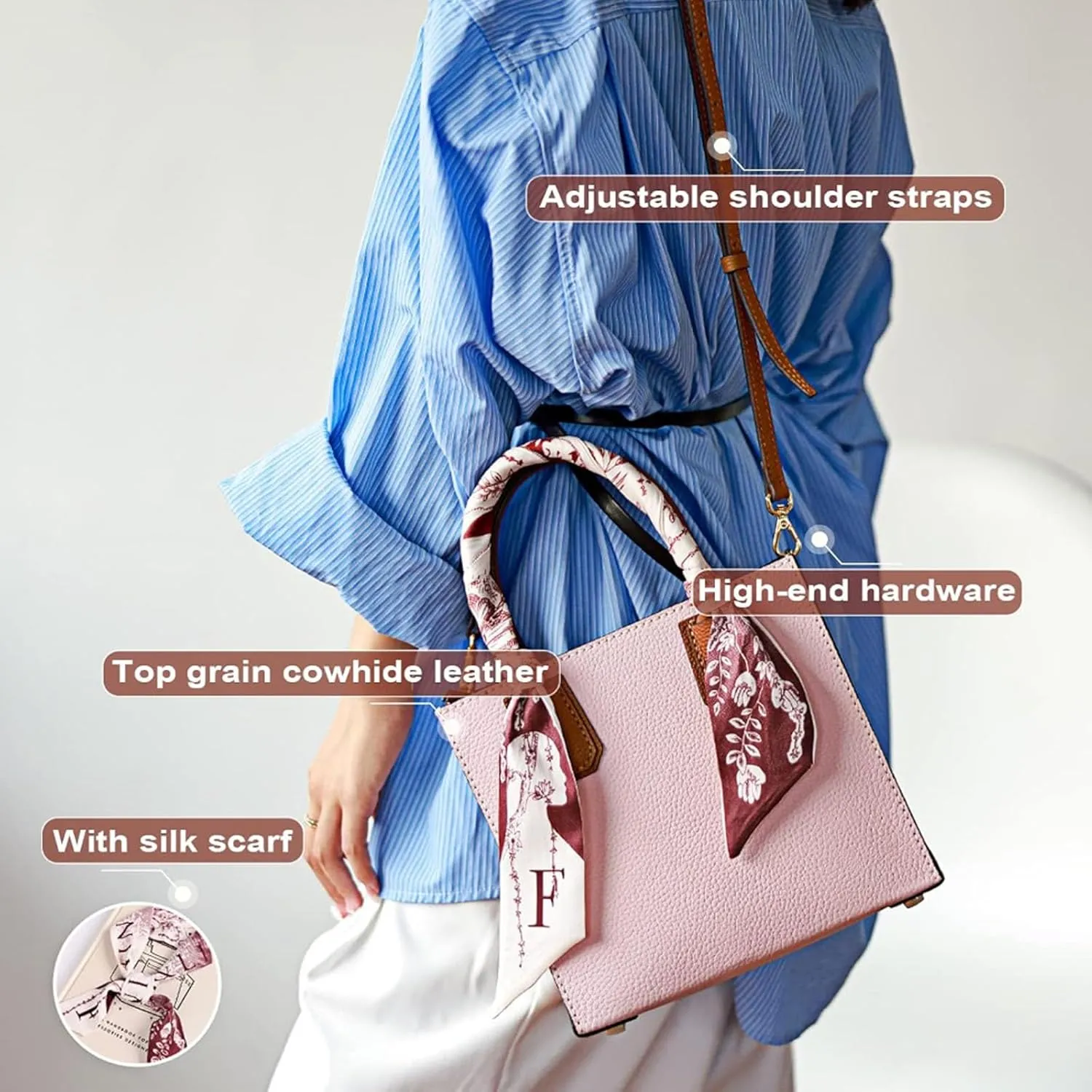 POPSEWING Top Grain Leather Mini Tote Handbag DIY Kit, Crossbody Shoulder Bag with Sewing Kits for Women, Girls, DIY Leather Bag Kit for Personalized Gift (Red)