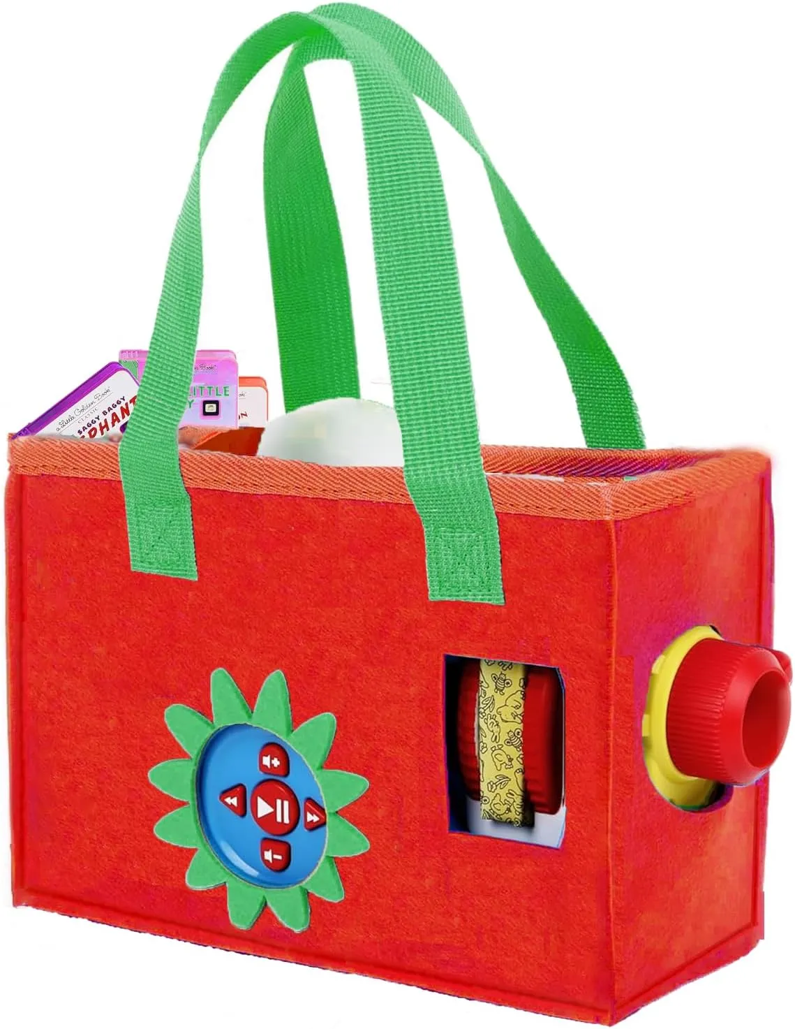 Portable Cute Case for Little Tikes Story Dream Machine Starter Set, Folded Felt Bag with Thick Handles, Easy Carrying (Red)