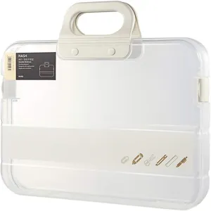 Portable File Box Plastic Transparent Pencil for Case A4 Folder with Lock Handle Documents Bag Stationery Storage for Case Office Supplies Gift Index Card Box