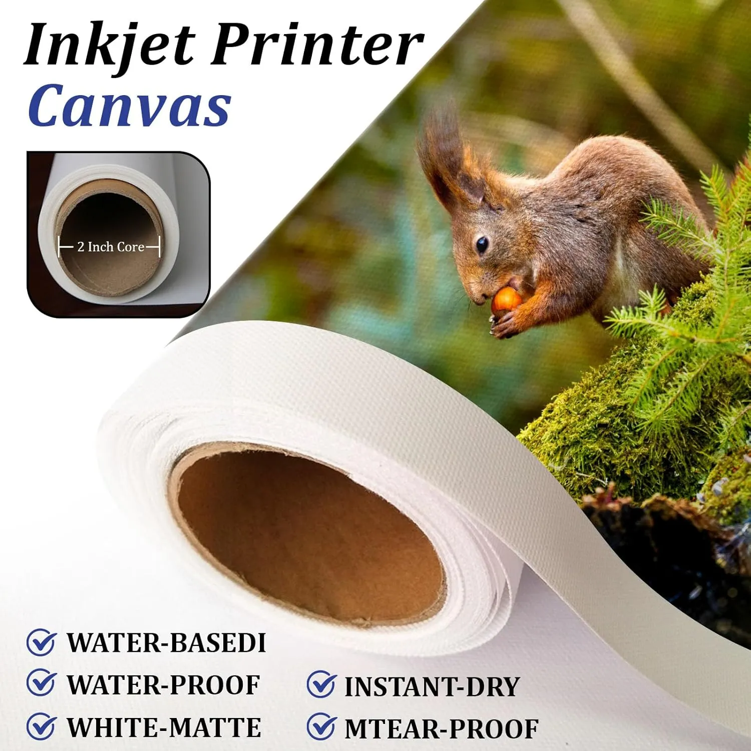 Professional Matte Canvas Roll Long Unstretched Canvas Roll Wide Format inkjet printer, Perfect for Fine Art, Photography, rchival Quality Prints, Epson Canon HP (290GSM Polyester 24"x60ft)