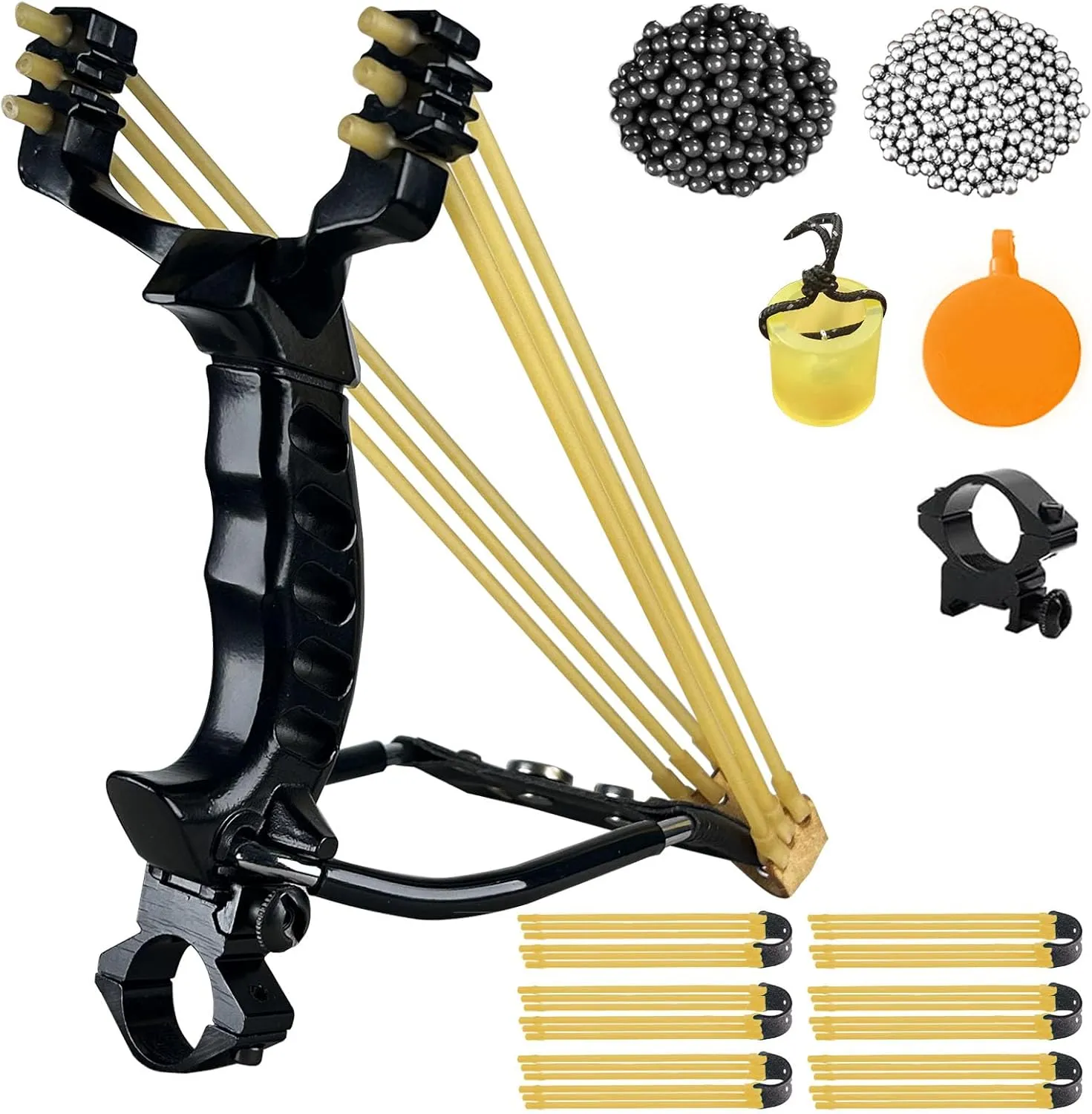 Professional Slingshots Set for Hunting, Catapult Hunting & Shooting Slingshot for Adult, High Velocity Tactical Wrist Sling Shot with Ammo Balls,Replacement Rubber Bands,Target
