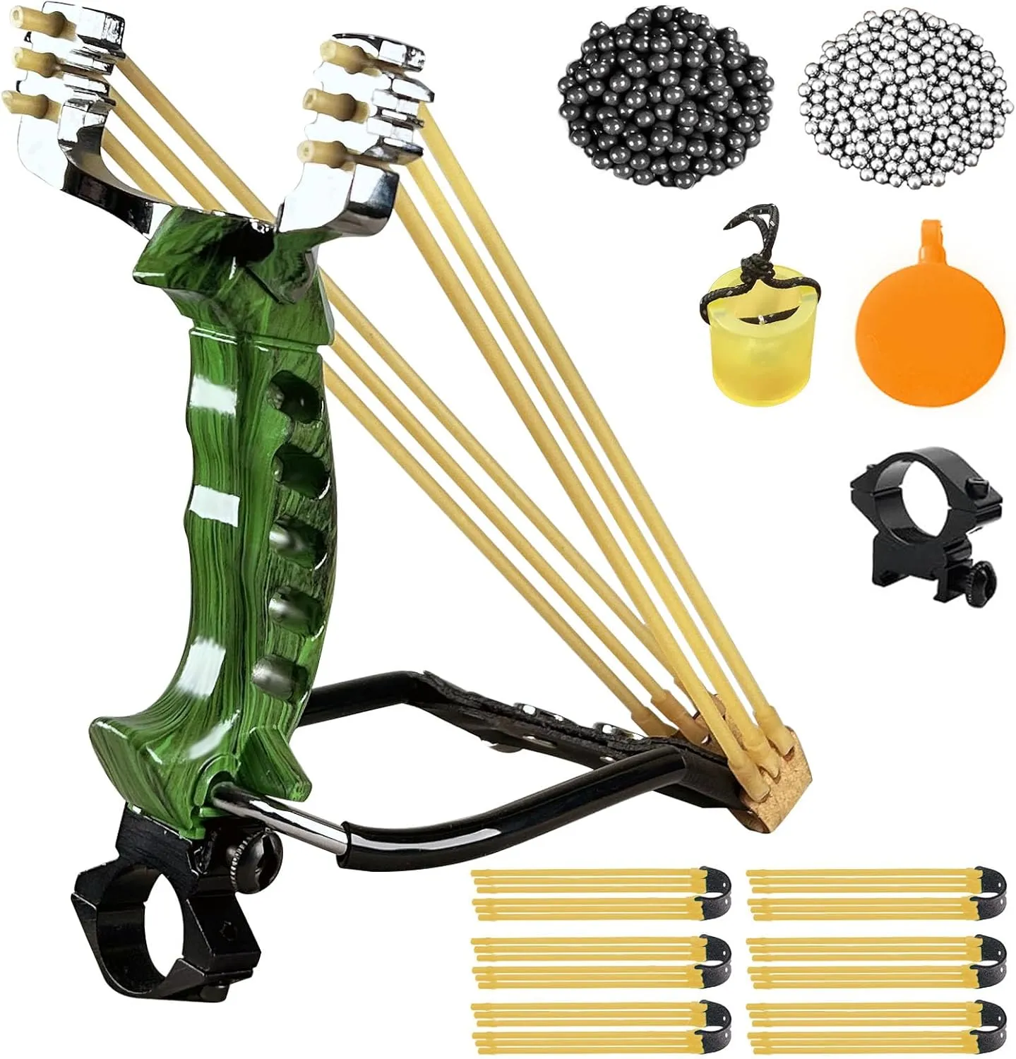 Professional Slingshots Set for Hunting, Catapult Hunting & Shooting Slingshot for Adult, High Velocity Tactical Wrist Sling Shot with Ammo Balls,Replacement Rubber Bands,Target