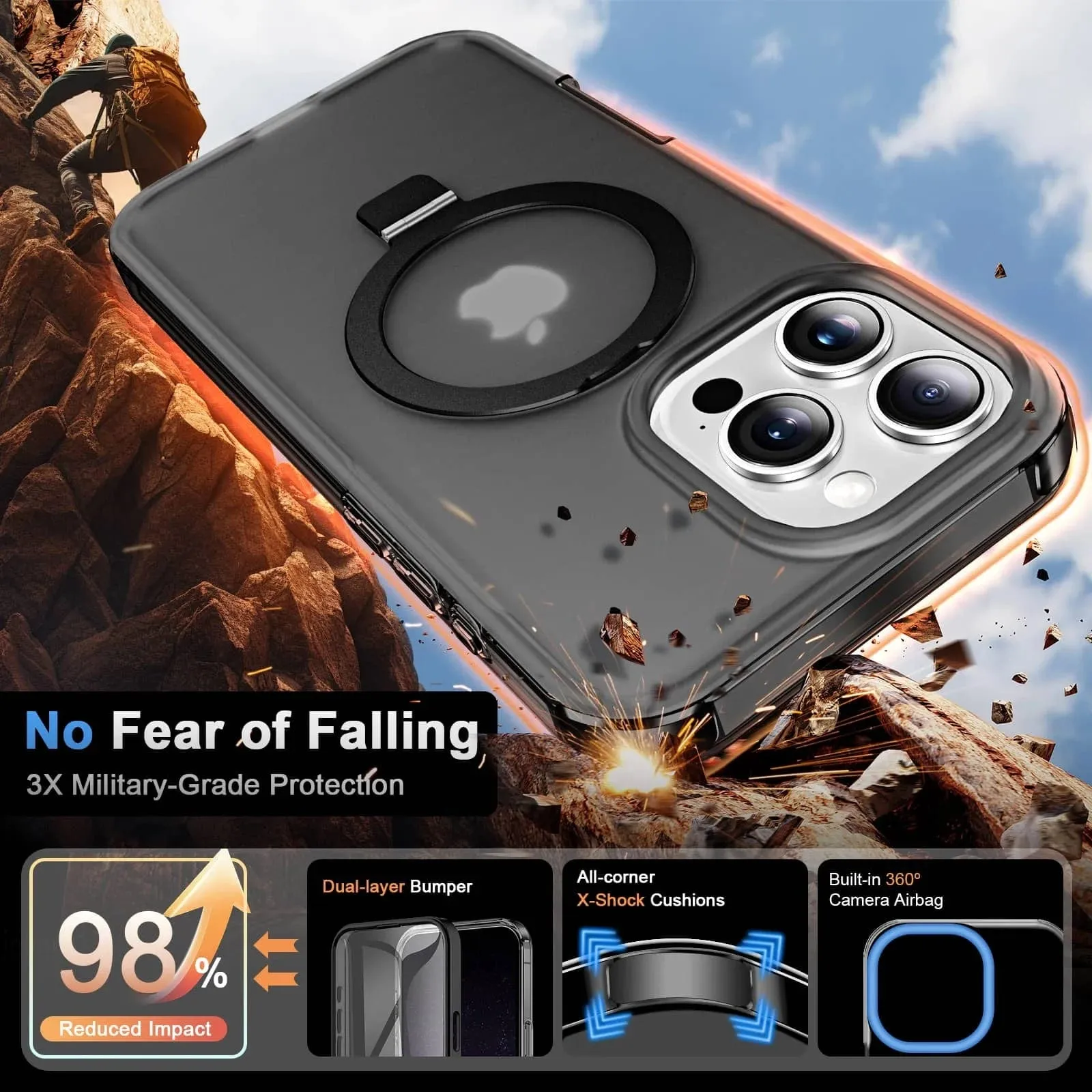 Protective Matte Phone Case With Kickstand
