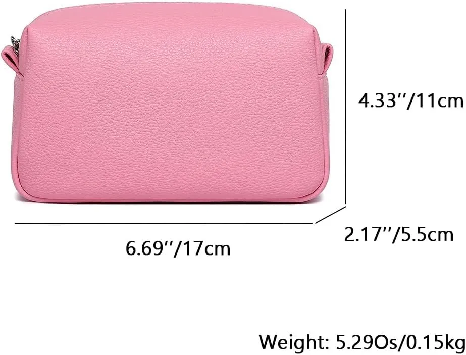 PU leather Organizer Bag Lightweight Cosmetic Bag with Ring Clasp Perfect Travel Makeup Bag for Women (Azalea Pink/PU)