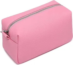 PU leather Organizer Bag Lightweight Cosmetic Bag with Ring Clasp Perfect Travel Makeup Bag for Women (Azalea Pink/PU)