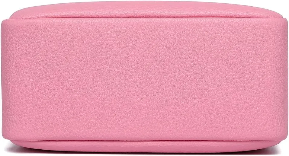 PU leather Organizer Bag Lightweight Cosmetic Bag with Ring Clasp Perfect Travel Makeup Bag for Women (Azalea Pink/PU)