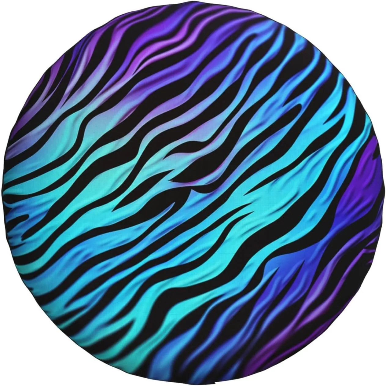 Purple Blue Green Camouflage Zebra Stripes Tire Cover Outdoor Waterproof Snow Sun Rain Wheel Cover Portable Wheel Bags Camper Spare Tire Cover Universal Car Tire Protectors for Trailer RV SUV
