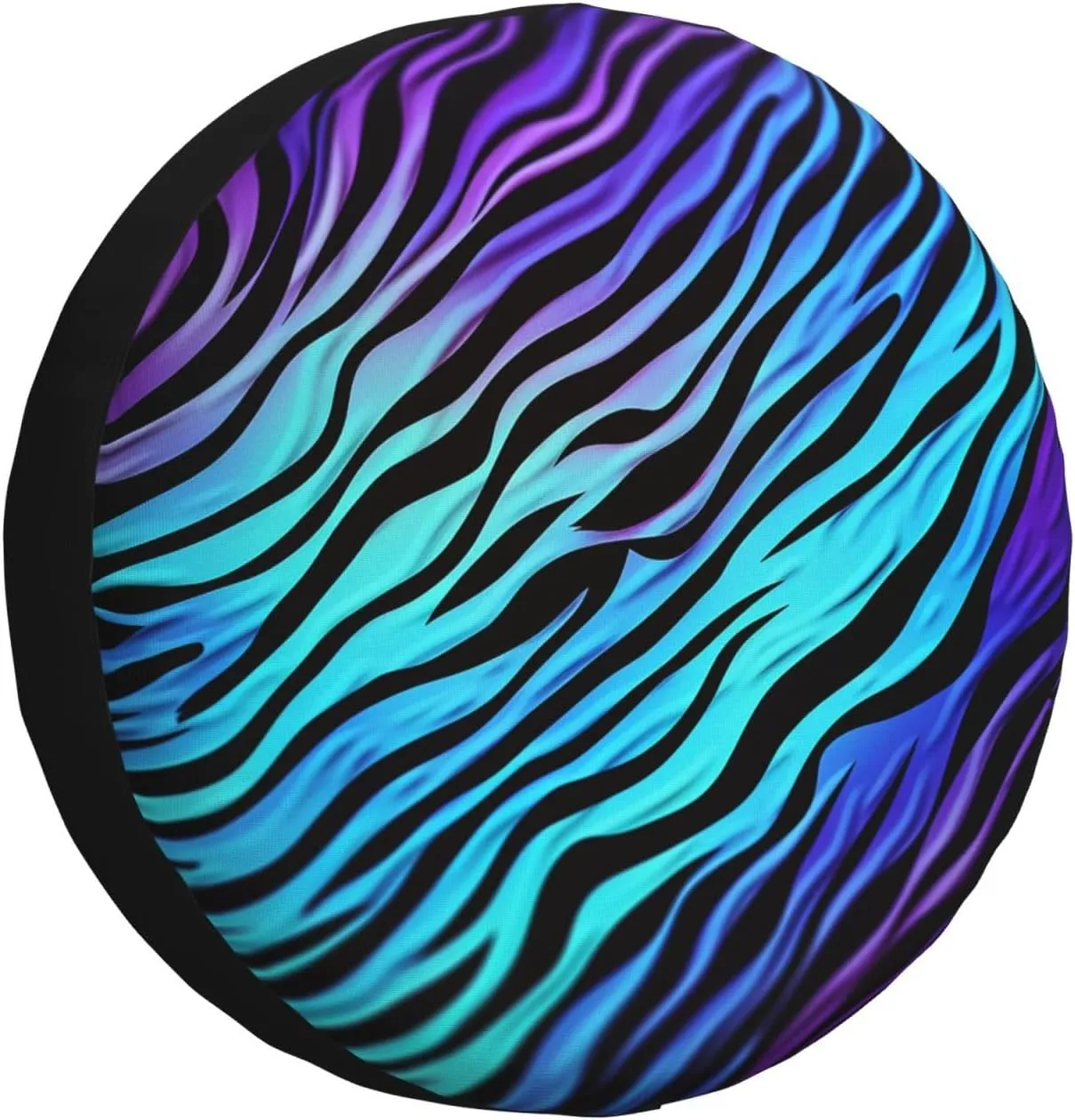 Purple Blue Green Camouflage Zebra Stripes Tire Cover Outdoor Waterproof Snow Sun Rain Wheel Cover Portable Wheel Bags Camper Spare Tire Cover Universal Car Tire Protectors for Trailer RV SUV