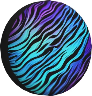 Purple Blue Green Camouflage Zebra Stripes Tire Cover Outdoor Waterproof Snow Sun Rain Wheel Cover Portable Wheel Bags Camper Spare Tire Cover Universal Car Tire Protectors for Trailer RV SUV
