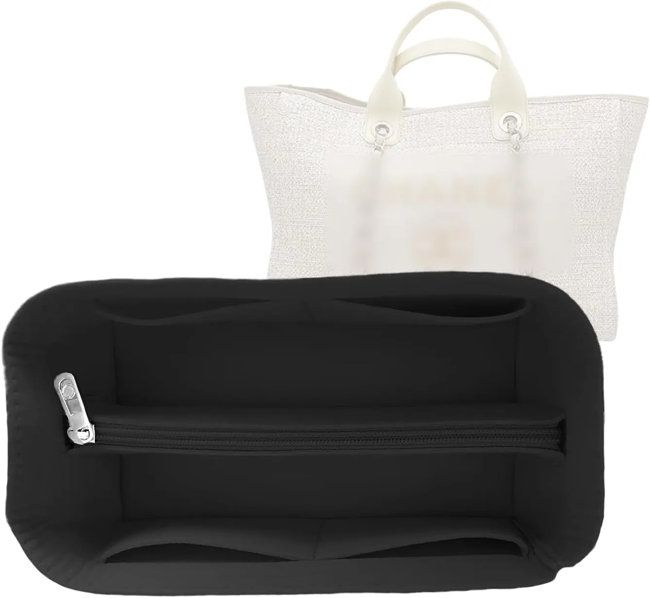 Purse Organizer for Chanel beach bag tote storage bag insert Organizer Y086-black