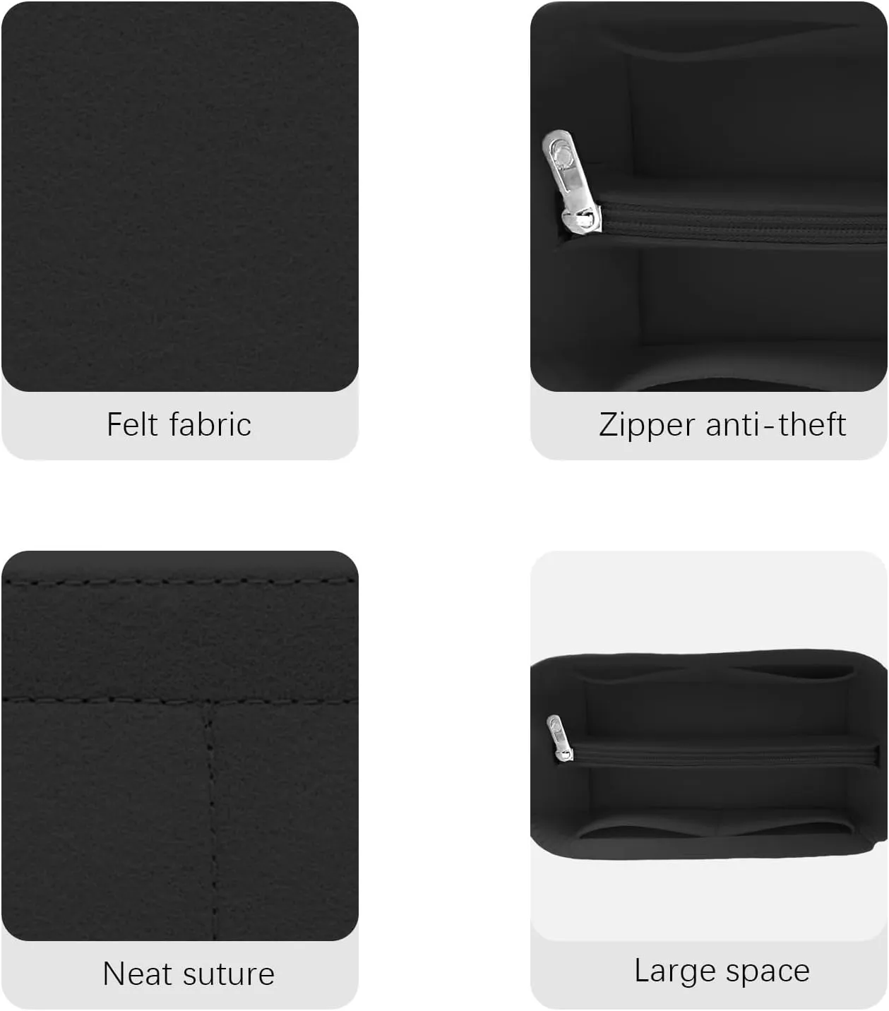 Purse Organizer for Chanel beach bag tote storage bag insert Organizer Y086-black