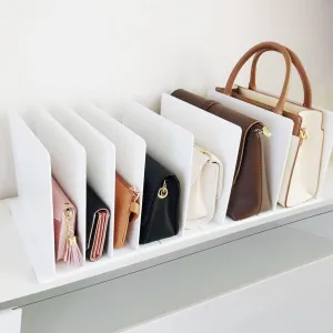 Purse Organizer for Closet, Shelf Dividers for Closet Organization Adjustable White Plastic Handbag Organizers for Closets Purse Storage Organizer