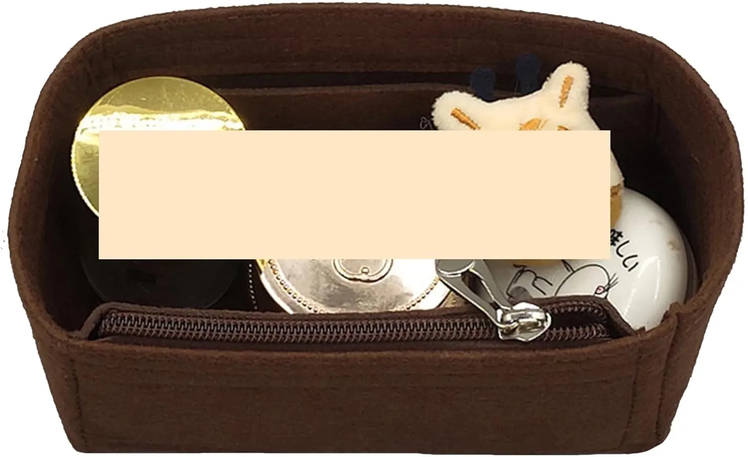 Purse Organizer Insert Felt Cloth Insert Bag Organizer Makeup Handbag Travel Storage Organizer Inner Purse Cosmetic Toilet(Red-A,S)