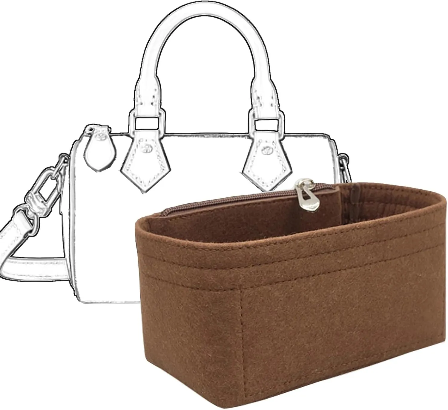 Purse Organizer Insert Felt Cloth Insert Bag Organizer Makeup Handbag Travel Storage Organizer Inner Purse Cosmetic Toilet(Red-A,S)