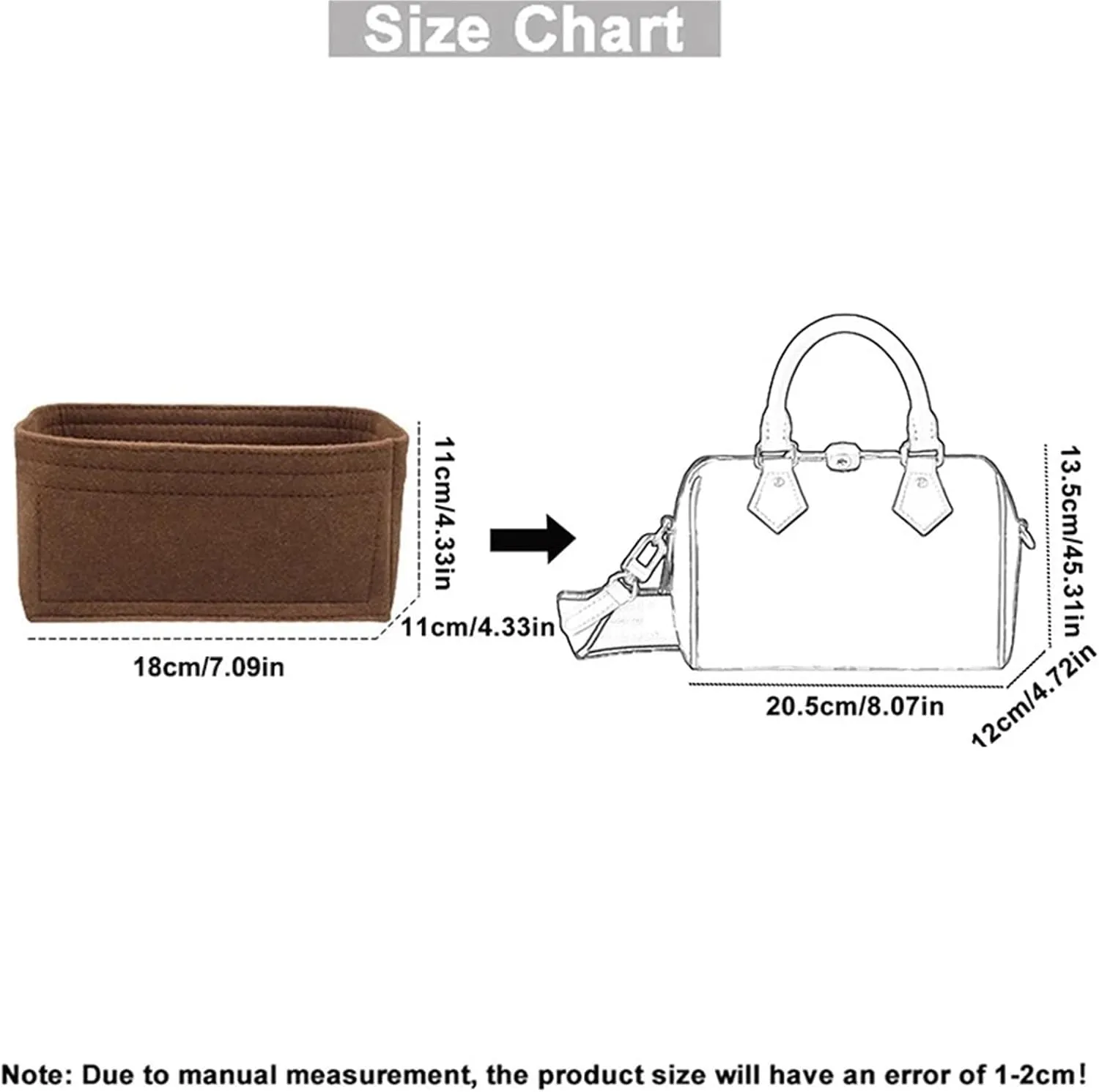 Purse Organizer Insert Felt Cloth Insert Bag Organizer Makeup Handbag Travel Storage Organizer Inner Purse Cosmetic Toilet(Red-A,S)