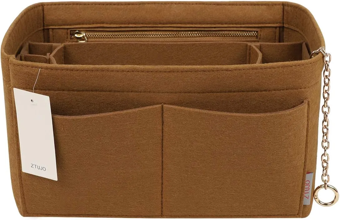 Purse Organizer Insert, Felt Purse Organizer with Zipper and Sewn Bottom Insert, Fit Speedy Neverfull Graceful,6 Sizes