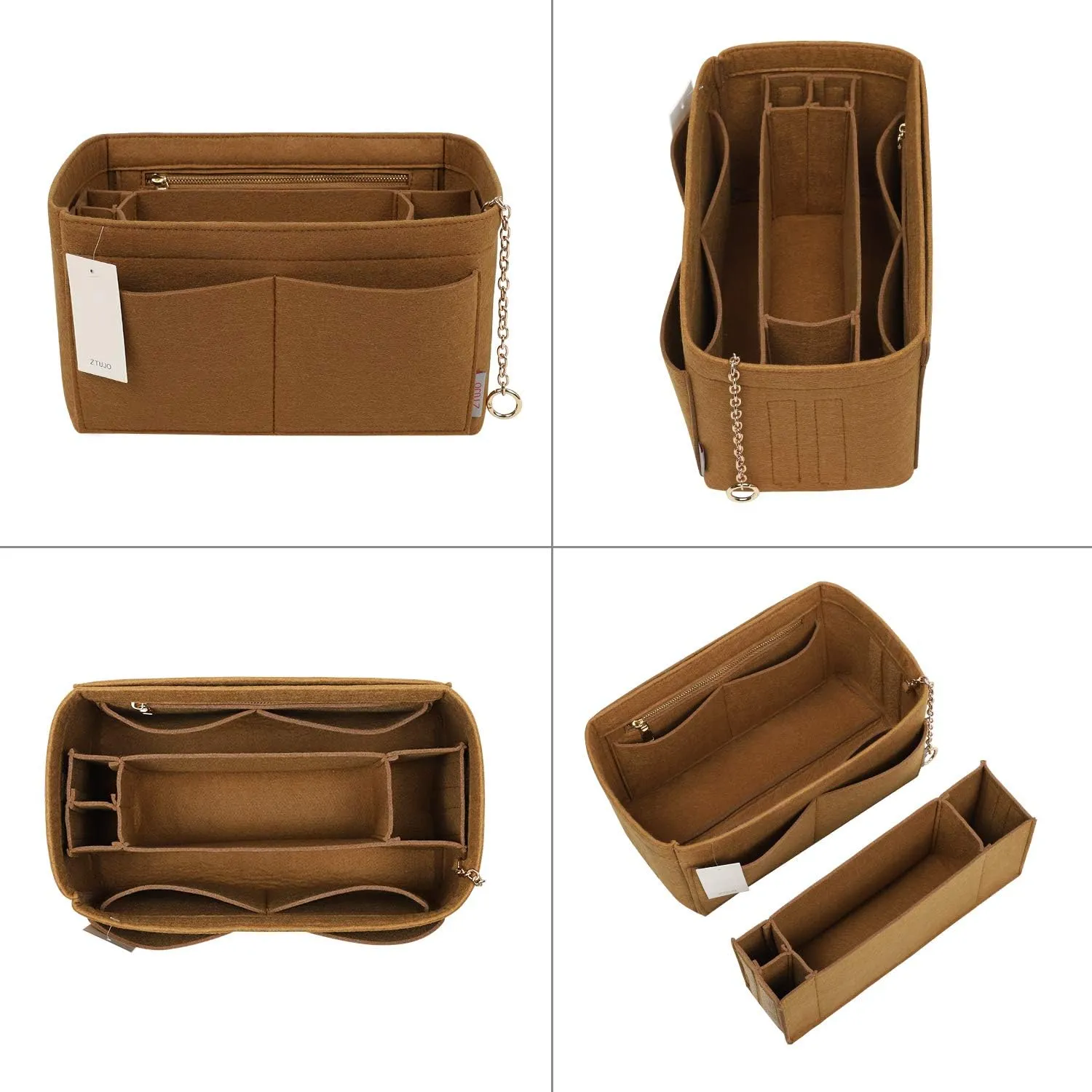 Purse Organizer Insert, Felt Purse Organizer with Zipper and Sewn Bottom Insert, Fit Speedy Neverfull Graceful,6 Sizes