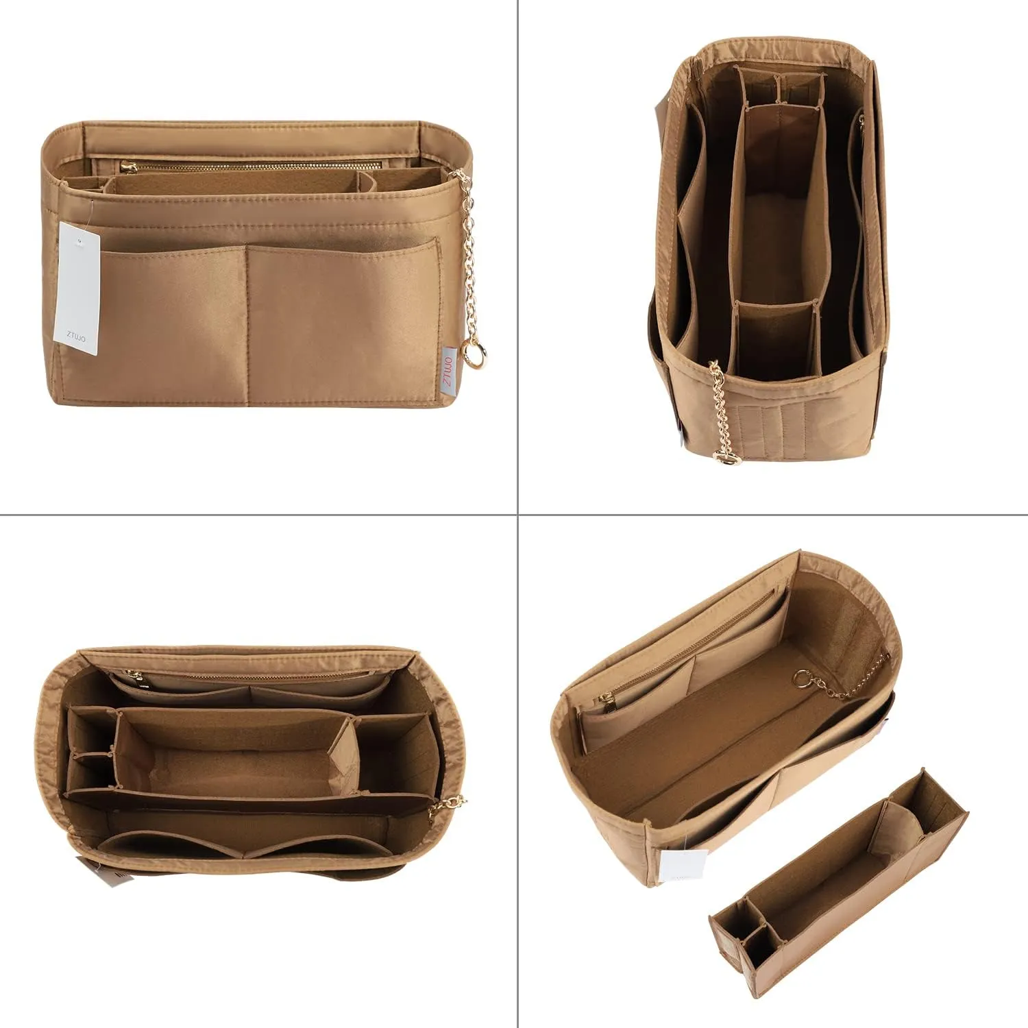 Purse Organizer Insert, Felt Purse Organizer with Zipper and Sewn Bottom Insert, Fit Speedy Neverfull Graceful,6 Sizes