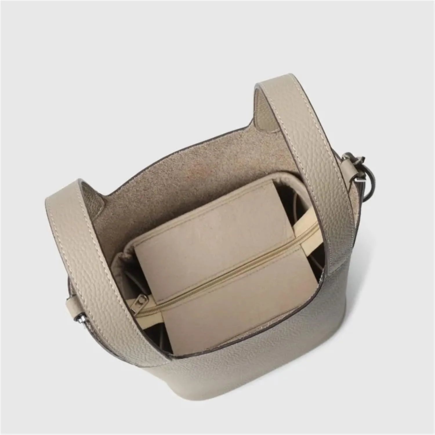 Purse Organizer Insert Felt Women's Cosmetic Bag Organizer Insert With Zipper Bag Tote Shaper(Color-01,18)