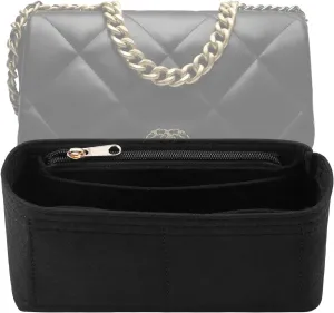 Purse Organizer Insert for CHANEL 19 Large Flap Bag Organizer Insert Handbag (Black, Large)